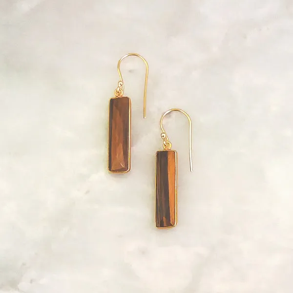 Tiger's Eye Single Gem Drop Earrings