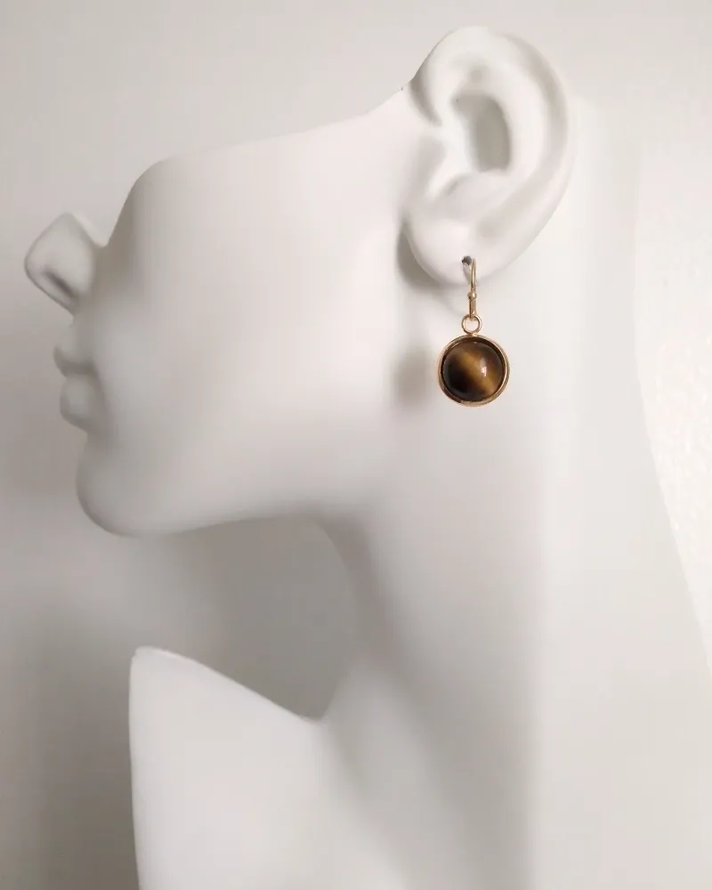 Tiger's Eye Single Gem Drop Earrings