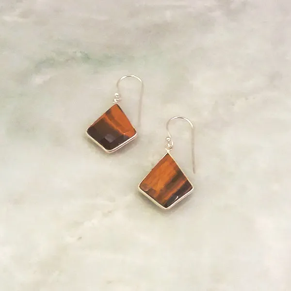 Tiger's Eye Single Gem Drop Earrings