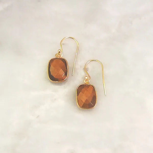 Tiger's Eye Single Gem Drop Earrings