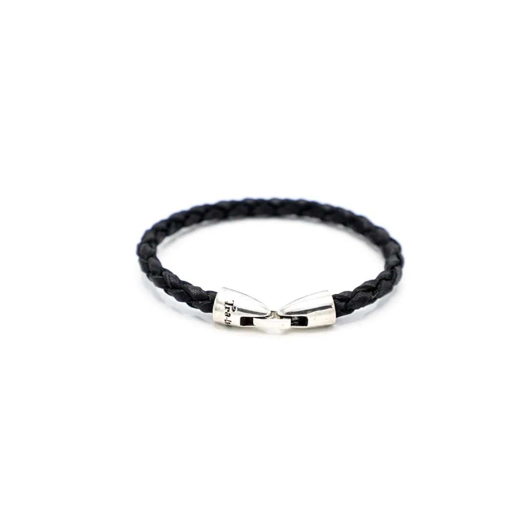 TRA-LA-RA MEN BLACK ROUND SINGLE BRAID BRACELET