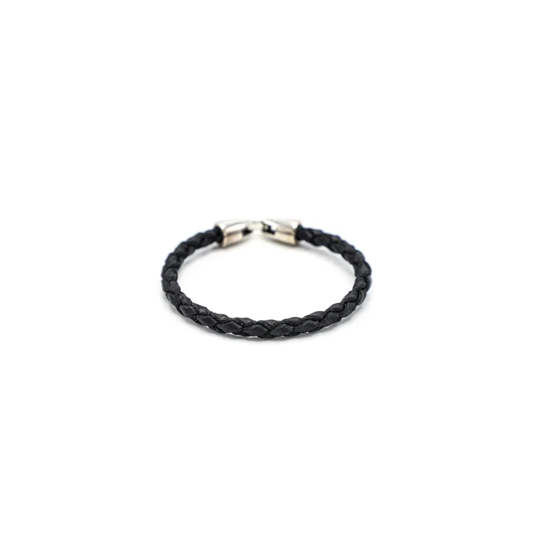 TRA-LA-RA MEN BLACK ROUND SINGLE BRAID BRACELET