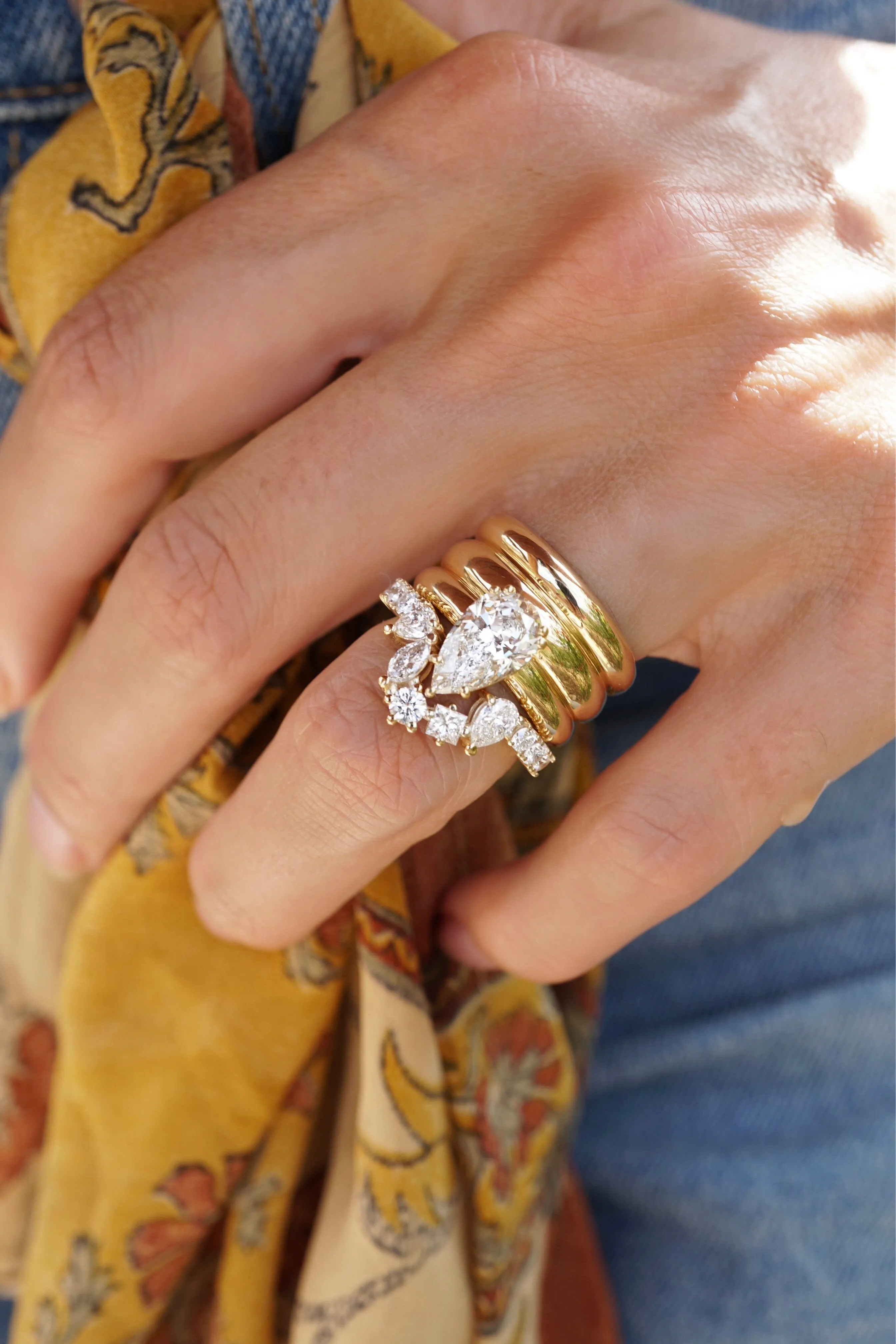 Triple Orbit Crown Diamond Ring