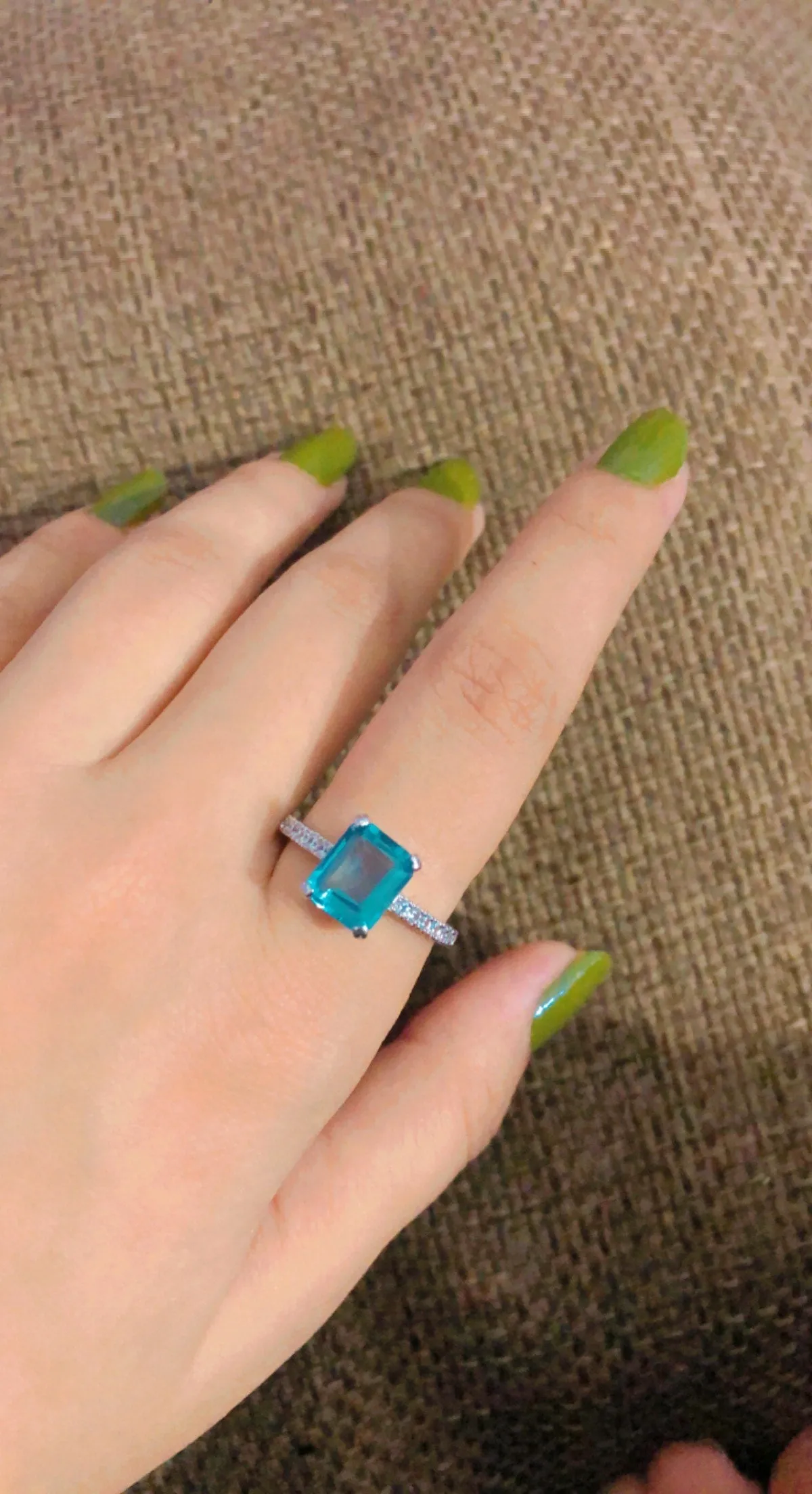 turquoise cushion cut ring (925 Sterling Silver)