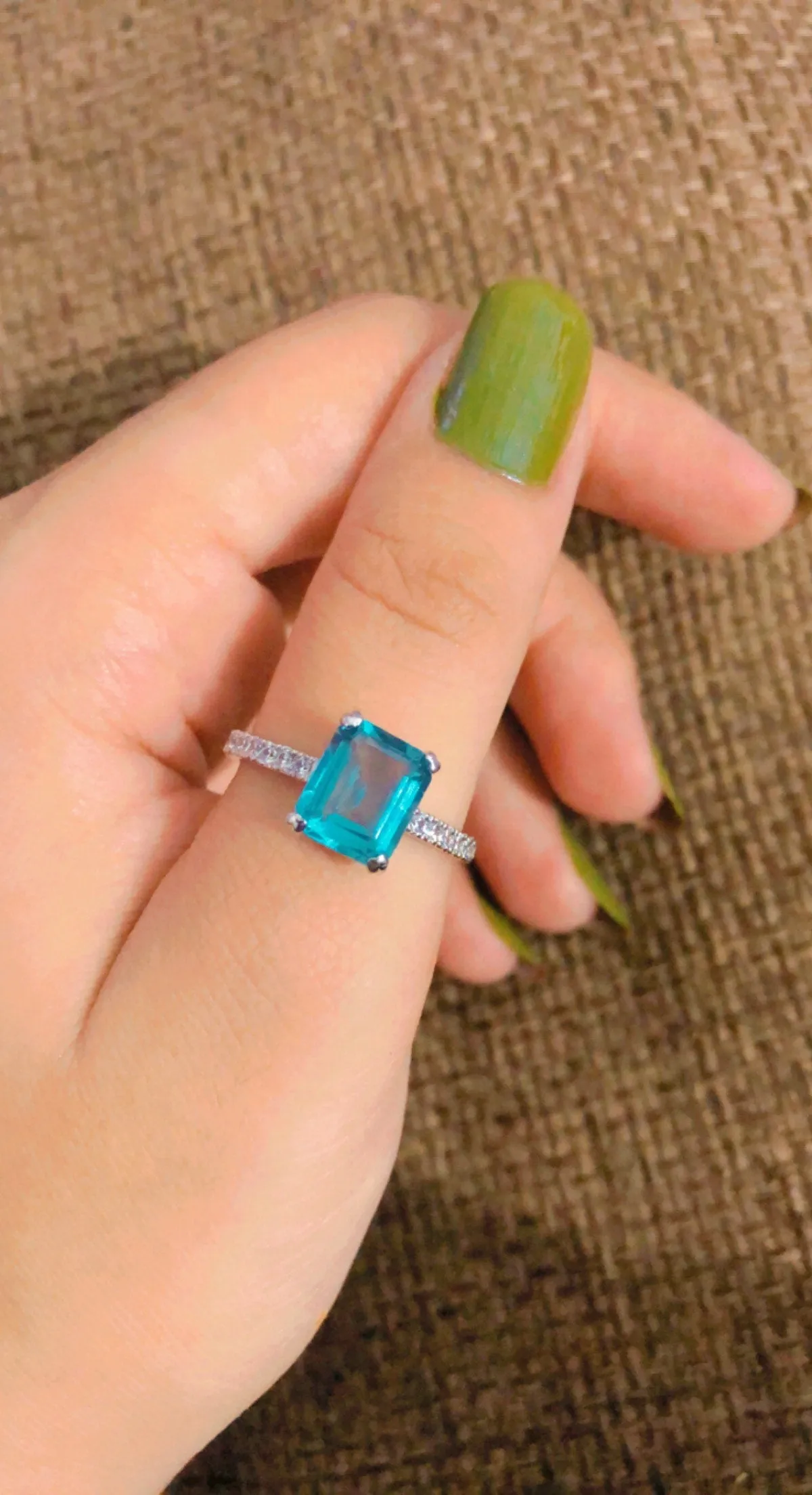 turquoise cushion cut ring (925 Sterling Silver)