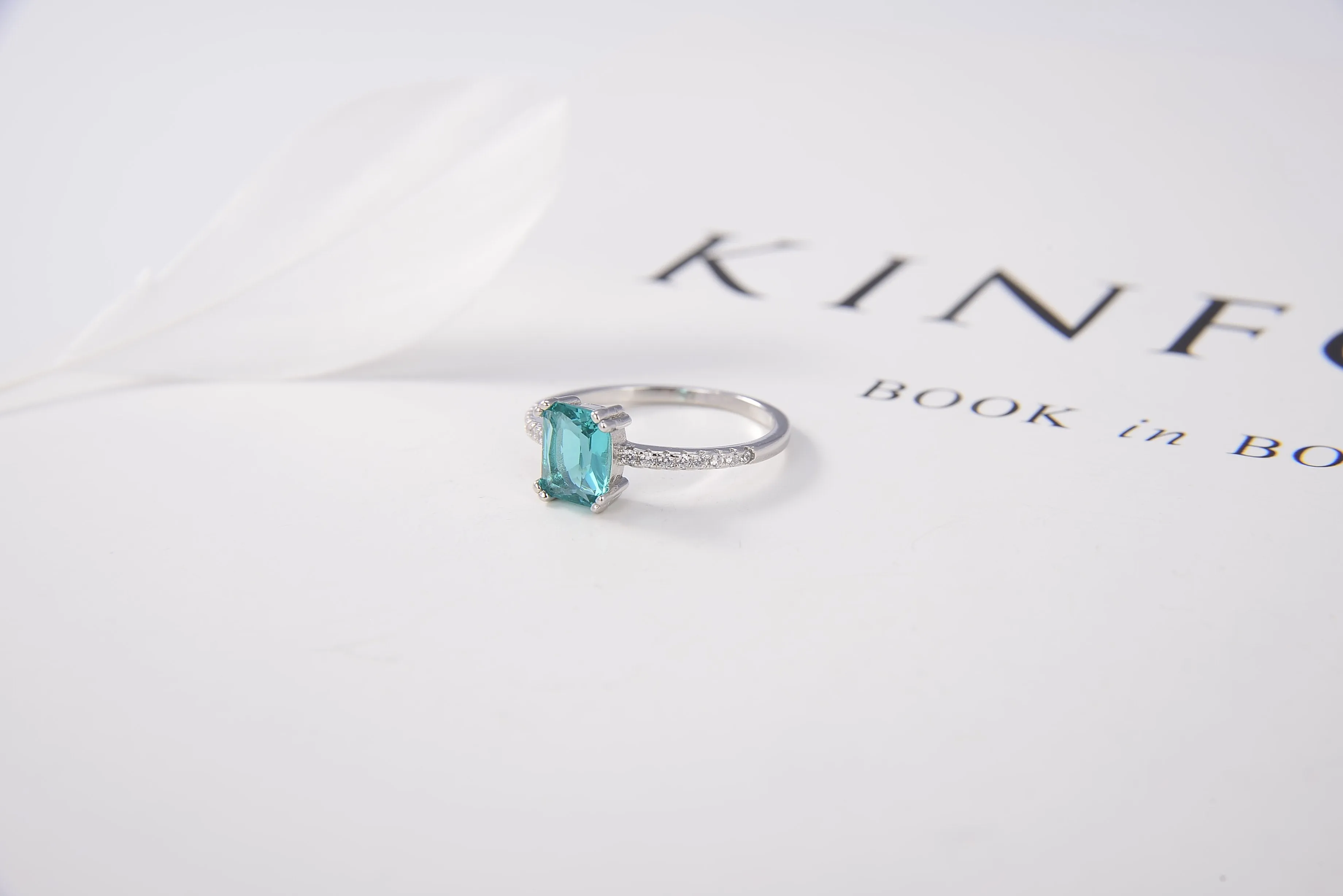 turquoise cushion cut ring (925 Sterling Silver)