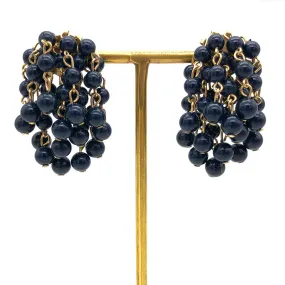 【USA輸入】ヴィンテージ ネイビー ビーズ イヤリング/Vintage Navy Beads Clip On Earrings