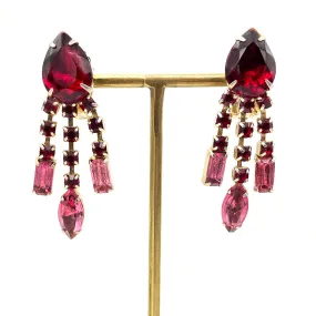 【USA輸入】ヴィンテージ レッド ピンク ビジューイヤリング/Vintage Red Pink Bijou Clip On Earrings